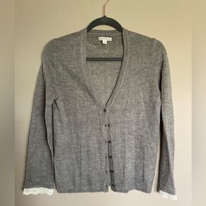 J crew lace detail knit cardigan